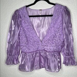 Lavender Floral Textured Women's Top